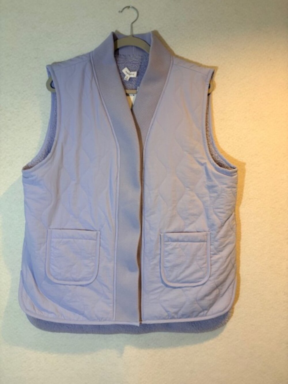 Westbound Women’s XL Reversible Vest Quilted Sherpa Snaps Lavender NWT